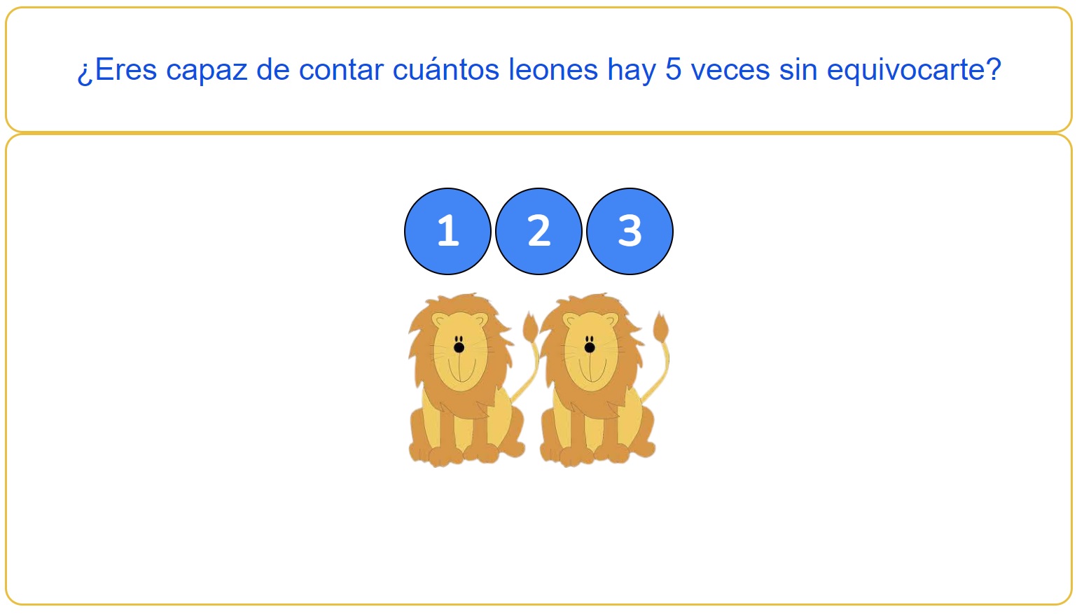 Juego de contar hasta tres leones