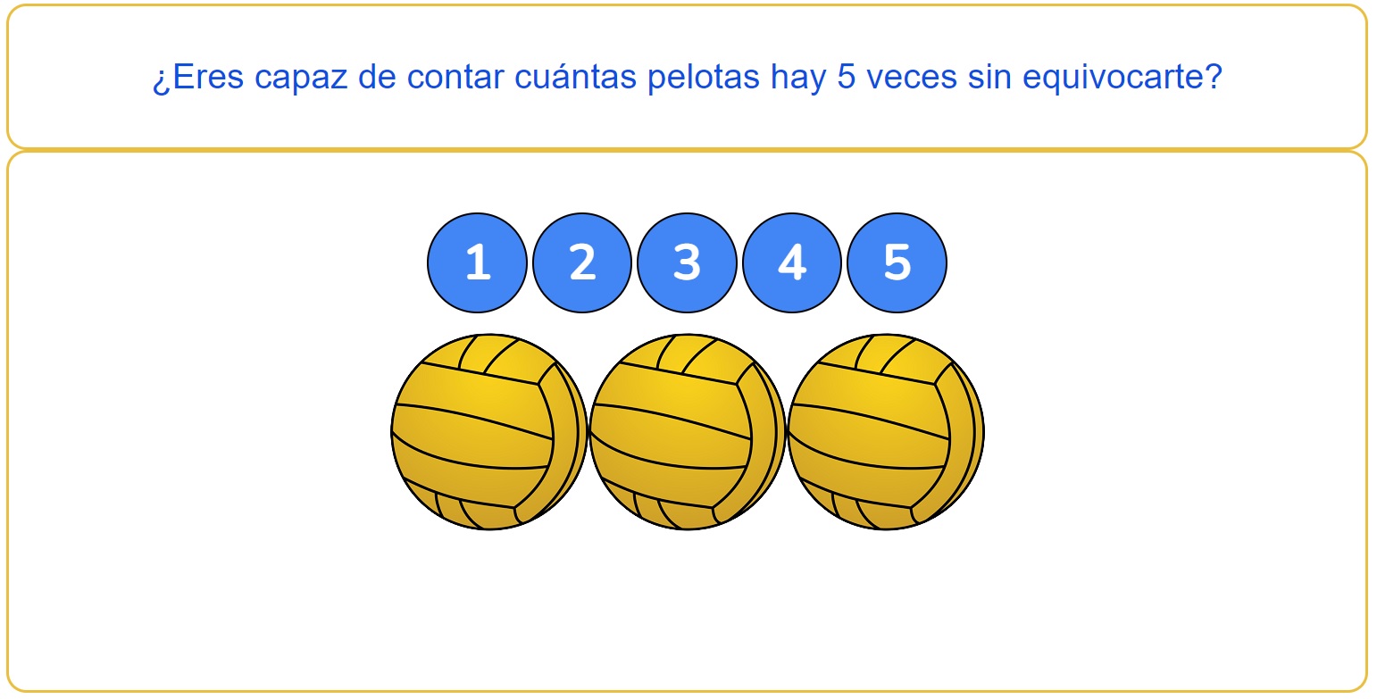 Juego de contar hasta cinco pelotas