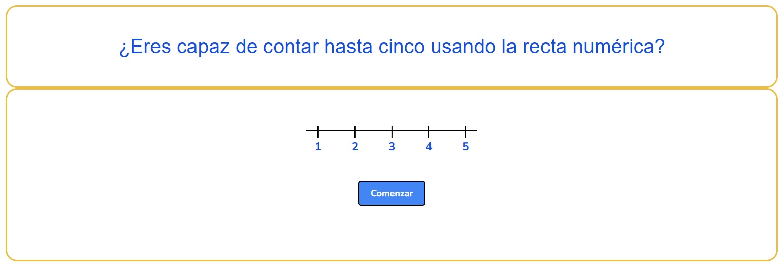 Juego de contar hasta cinco usando la recta numérica