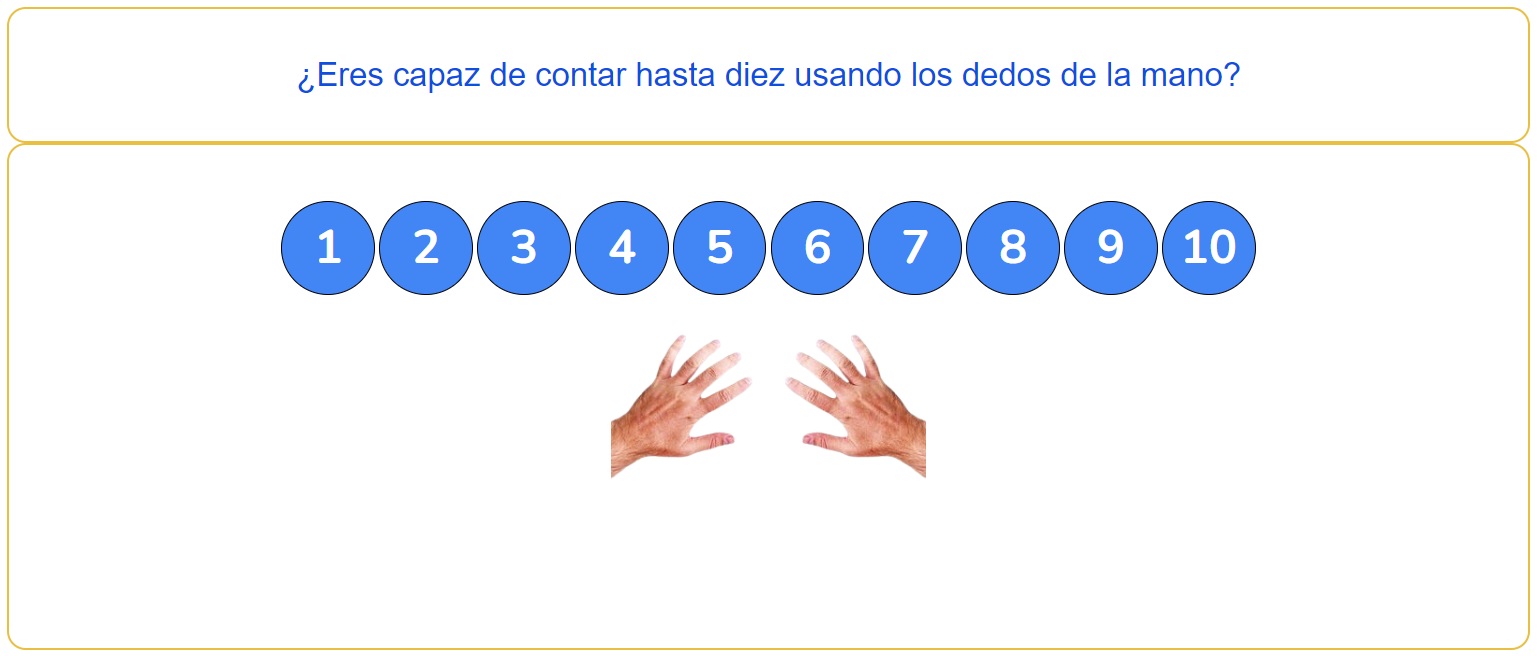 Juego de contar hasta diez con los dedos de la mano