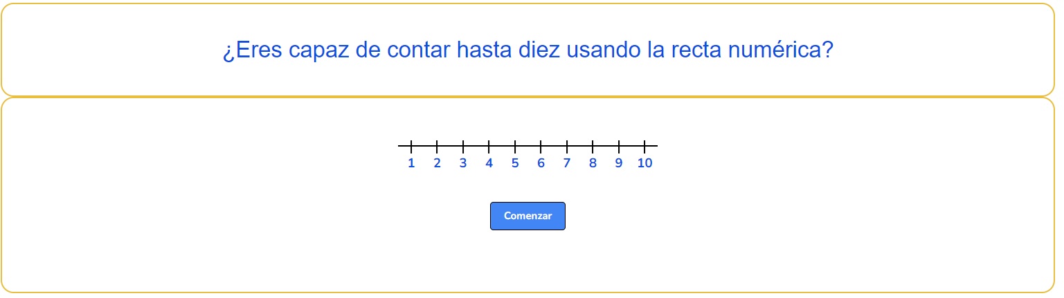 Juego de contar hasta diez usando la recta numérica