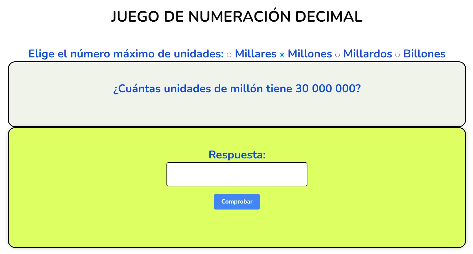 Juego para dominar el Sistema Numérico Decimal