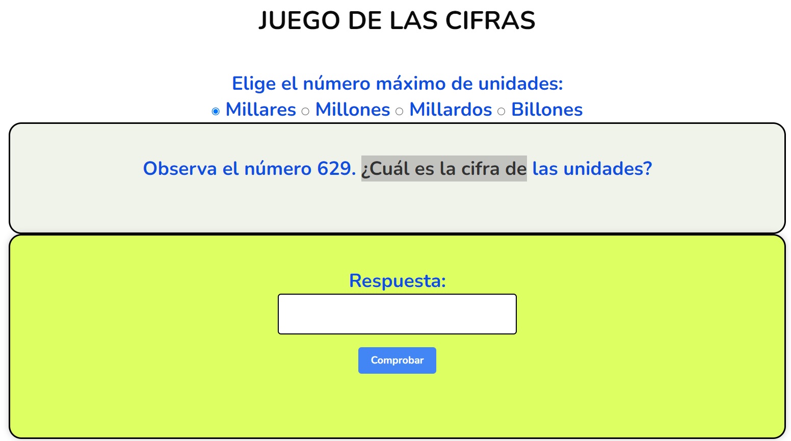 Juego para dominar el Sistema Numérico Decimal usando las cifras del mismo