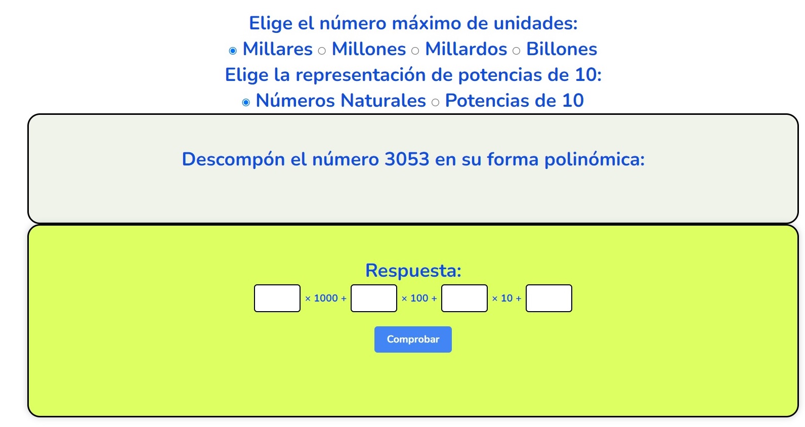 Juego para dominar el Sistema Numérico Decimal usando la forma polinómica de un número